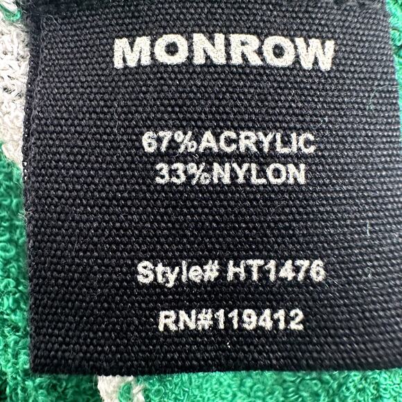 NEW Monrow Green Striped Boucle Knit Sweater Sz Medium - Picture 7 of 8